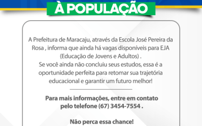 Educação para Todos: Escola José Pereira da Rosa tem vagas disponíveis para o EJA - Ensino de Jovens e Adultos.