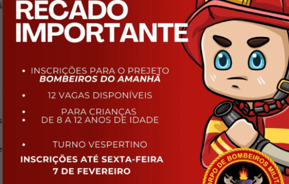 Em Maracaju; matrículas para o ''Projeto Bombeiros do Amanhã'' terminam na próxima sexta-feira dia 7.